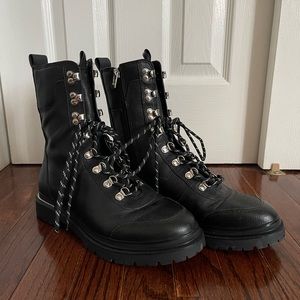 Via Spiga Tavvi Leather Lace Up Ankle Boots Combat boots